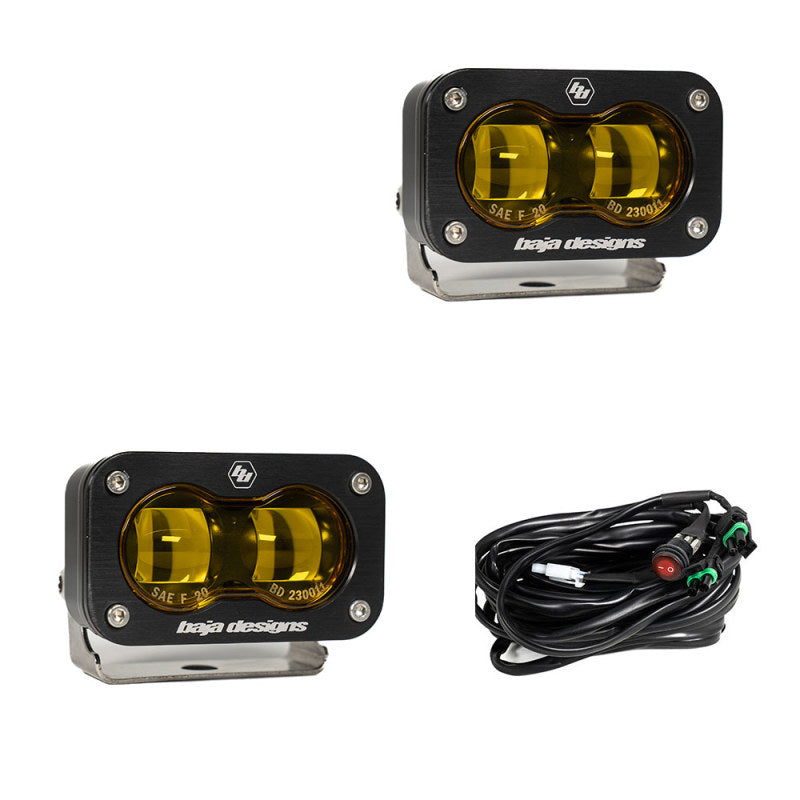 Baja Designs Light Bars & Cubes Baja Designs Universal S2 SAE Spot LED (Pair) - Amber