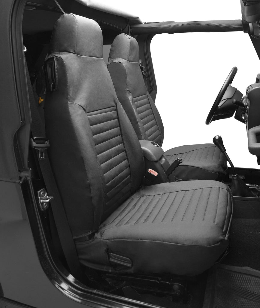 Bestop Seat Cushion Cover Set Seat Covers - 80-83 CJ5 / 76-86 CJ7 / 87-91 Wrangler YJ; Front (Black Denim) - 29227-15