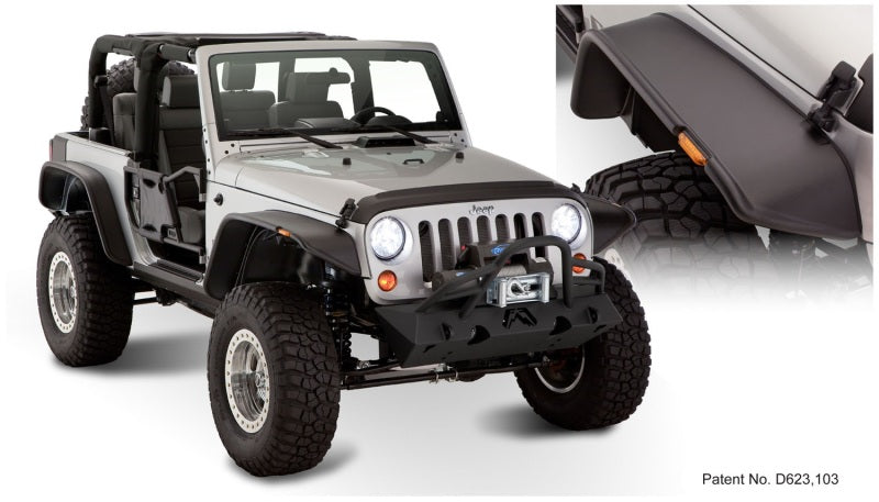 Bushwacker Fender Flares Bushwacker 07-18 Jeep Wrangler Flat Style Flares 4pc Fits 2-Door Sport Utility Only - Black