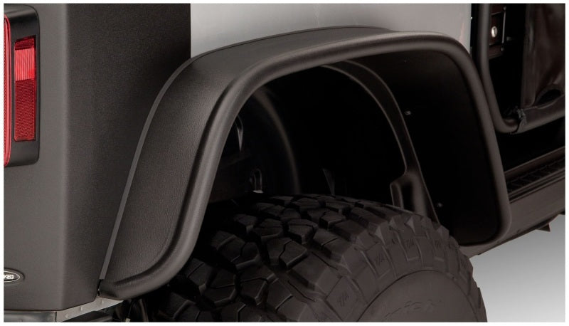 Bushwacker Fender Flares Bushwacker 07-18 Jeep Wrangler Flat Style Flares 4pc Fits 2-Door Sport Utility Only - Black