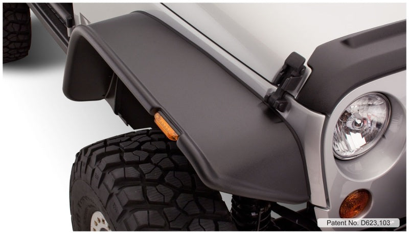 Bushwacker Fender Flares Bushwacker 07-18 Jeep Wrangler Flat Style Flares 4pc Fits 2-Door Sport Utility Only - Black