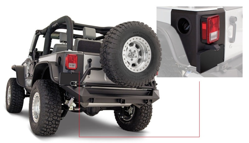 Bushwacker Body Armor & Rock Rails Bushwacker 07-18 Jeep Wrangler Trail Armor Rear Corners - Black