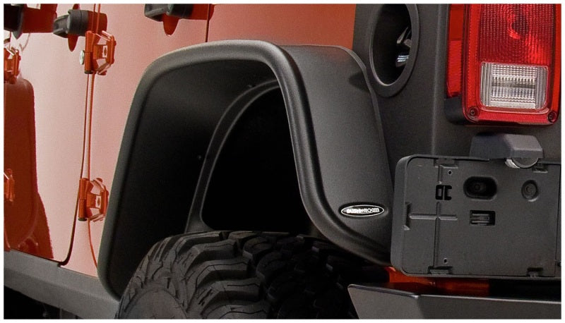 Bushwacker Fender Flares Bushwacker 07-18 Jeep Wrangler Unlimited Flat Style Flares 2pc 4-Door Sport Utility Only - Black