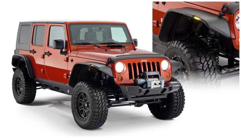 Bushwacker Fender Flares Bushwacker 07-18 Jeep Wrangler Unlimited Flat Style Flares 4pc 4-Door Sport Utility Only - Black