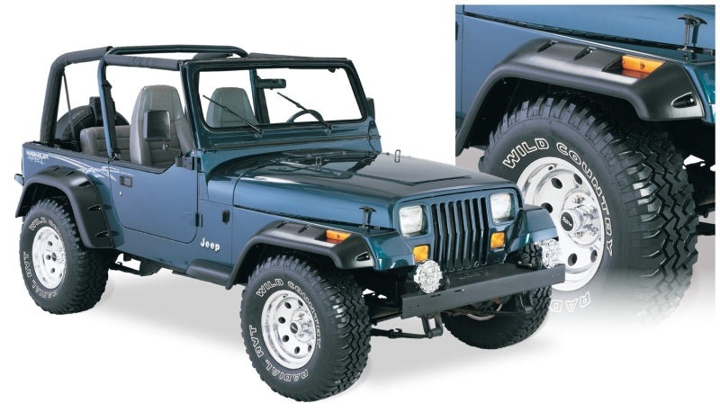 Bushwacker Fender Flares Bushwacker 87-95 Jeep Wrangler Cutout Style Flares 4pc Cutting Optional Not Renegade - Black