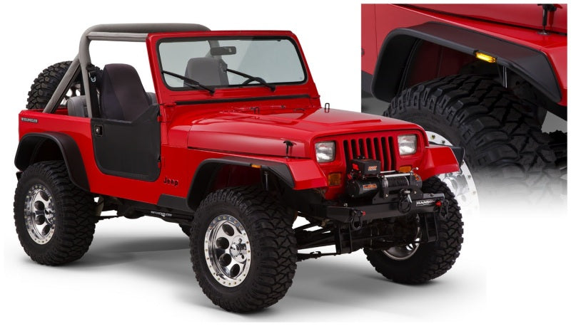 Bushwacker Fender Flares Bushwacker 87-95 Jeep Wrangler Flat Style Flares 4pc Excludes Renegade - Black