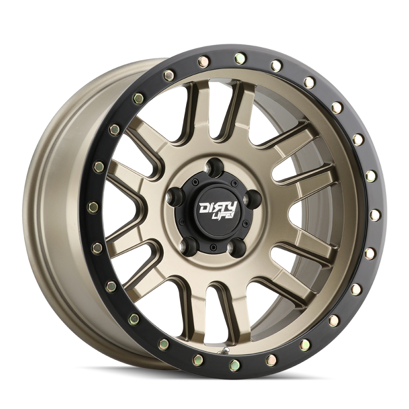 Dirty Life Wheels - Cast Dirty Life 9309 Canyon Pro 17x9/5x127 BP/-12mm Offset/71.5mm Hub Satin Gold Wheel - Beadlock