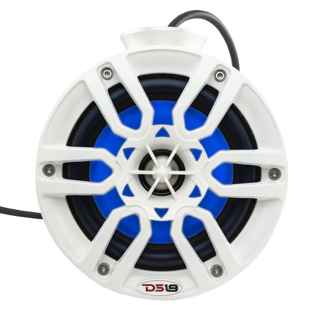 DS18 Speakers HYDRO 6.5 Inch Short Marine Towers W/ Flat and Pole Mount RGB LED Lights 300 Watts White DS18 - DS18 - NXL-PS6W