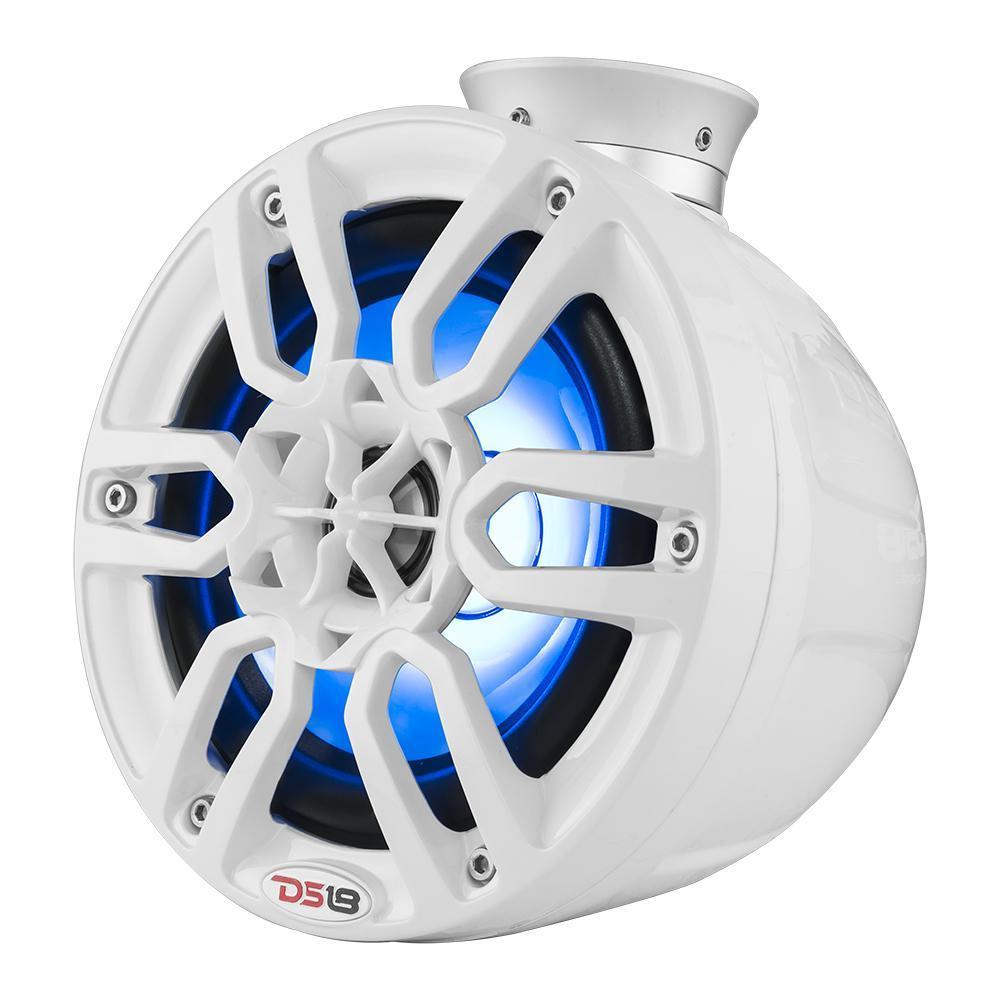 DS18 Speakers HYDRO 6.5 Inch Short Marine Towers W/ Flat and Pole Mount RGB LED Lights 300 Watts White DS18 - DS18 - NXL-PS6W