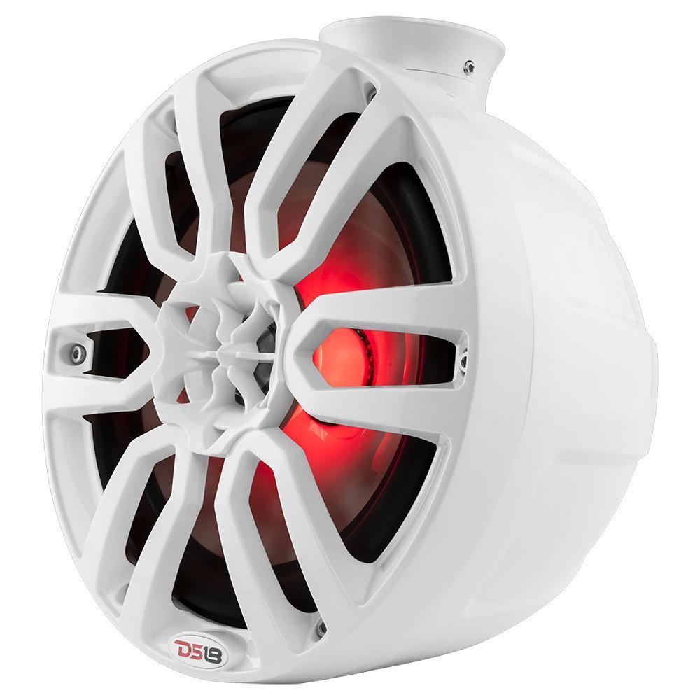 DS18 Speakers HYDRO 8 Inch Short Marine Towers W/ Flat and Pole Mount RGB LED Lights 375 Watts White DS18 - DS18 - NXL-PS8W