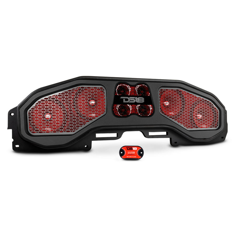 DS18 Audio Sound Bar Jeep JL, JT Overhead Sound Bar With Vinyl Finish and Dream LED Lights 4 X 8 Inch and 4 X 3.8 Inch Tweeters (Speakers inculded) DS18 - DS18 - EXCL-JLTSBAR1LD