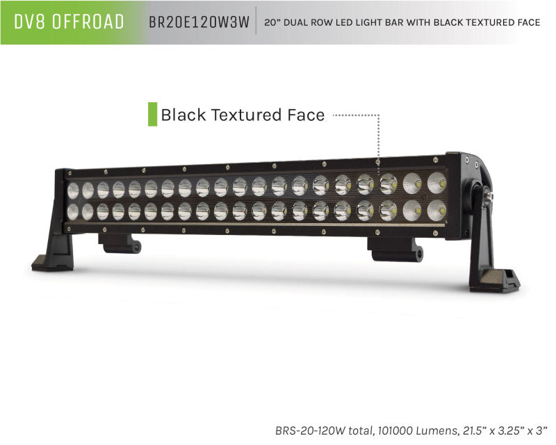 DV8 Offroad Light Bars & Cubes DV8 Offroad BRS Pro Series 20in Light Bar 120W Flood/Spot 3W LED - Black