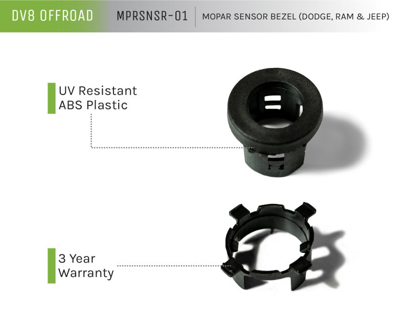 DV8 Offroad Dash & Interior Trim DV8 Offroad Jeep/Dodge/RAM Front Bezel & Rear Clip Replacement Kit for MOPAR Sensors - Set of 4