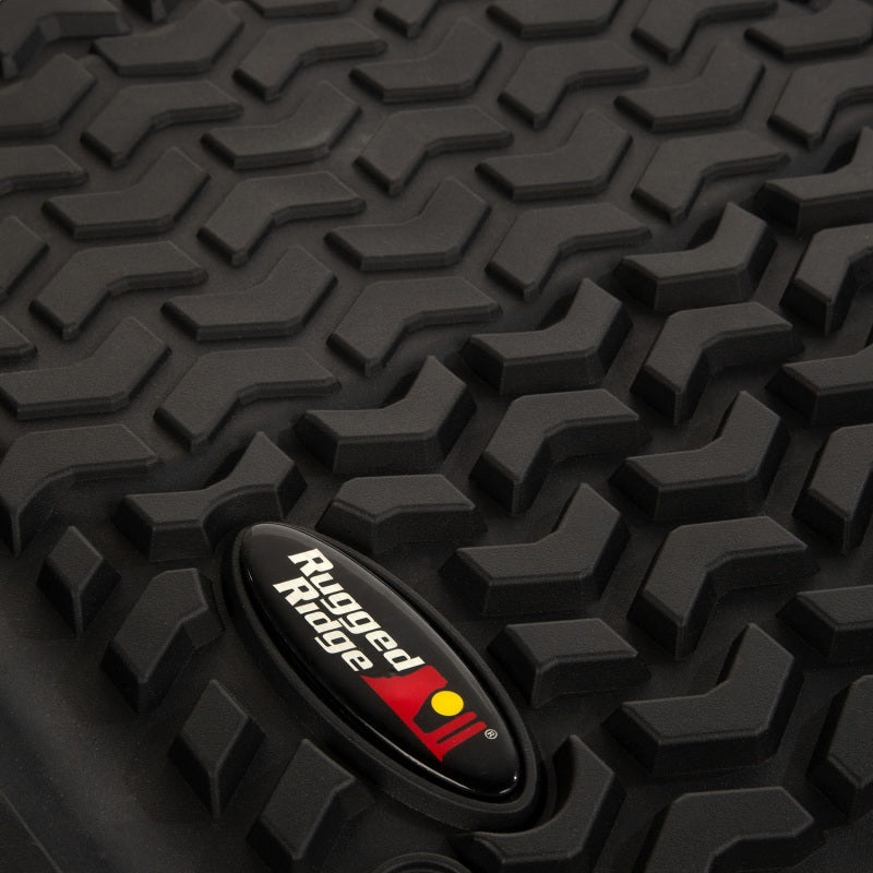 Rugged Ridge Floor Liner Front/Rear/Cargo Black 18-21 Jeep Wrangler JL 4 Dr (Excl. 4XE Models)-Clearance