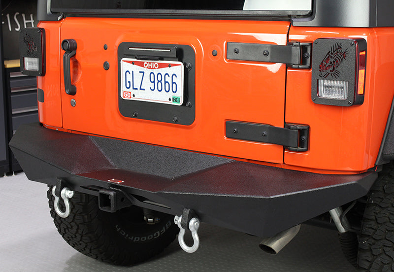 Fishbone Offroad Rear Bumpers Jeep JK Rear Bumper 07-18 Wrangler JK Rubicon and Unlimited Steel Black Textured Powdercoat Manowar Series Fishbone Offroad - Fishbone Offroad - FB22046