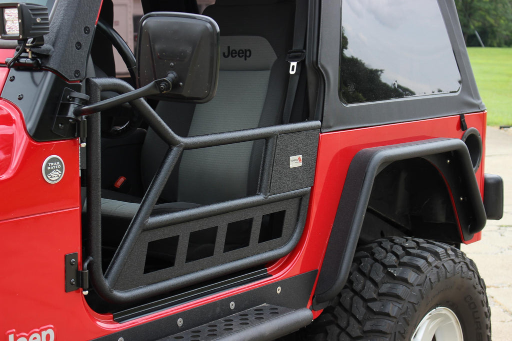 Fishbone Offroad Tube Doors Jeep TJ Front Tube Doors 97-06 Wrangler TJ Black Textured Powdercoat Steel Fishbone Offroad - Fishbone Offroad - FB24077