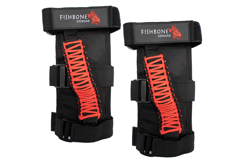 Fishbone Offroad Grab Handles Paracord Grab Handles w/Three Straps Red Fishbone Offroad - Fishbone Offroad - FB55280