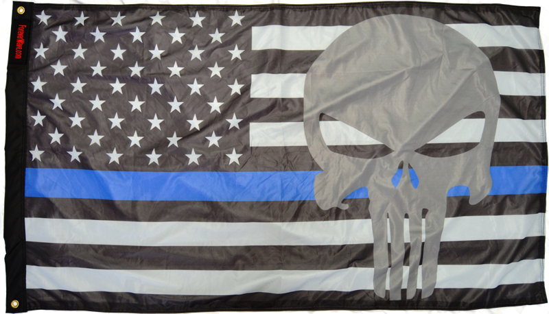 Forever Wave Flags 3x5' USA Subdued Thin Blue Line Punisher Flag Forever Wave - 8042 - Forever Wave
