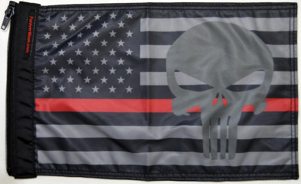 Forever Wave USA Car Flags USA Subdued Thin Red Line Punisher Flag Forever Wave - 5272 - Forever Wave