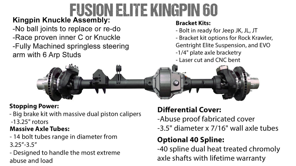 fusion4x4 Fusion Elite Kingpin 60 | Elite 60 Full Float for Jeep Wrangler JK