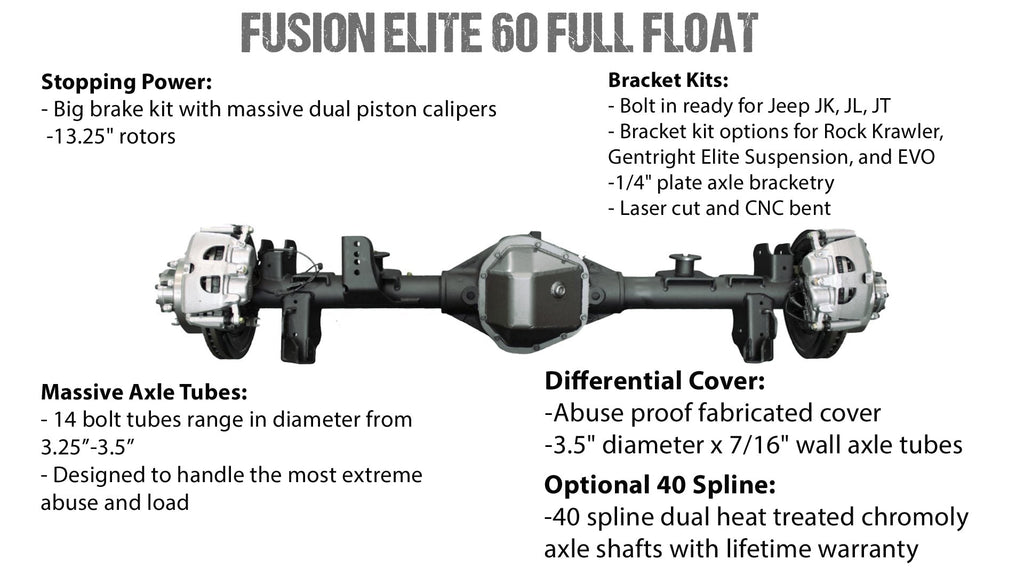 fusion4x4 Fusion Elite Kingpin 60 | Elite 60 Full Float for Jeep Wrangler JK