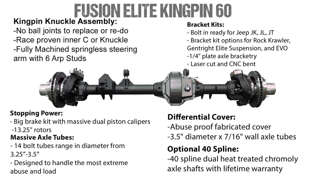 fusion4x4 Fusion Elite Kingpin 60 | Elite 60 Full Float for Jeep Wrangler JL