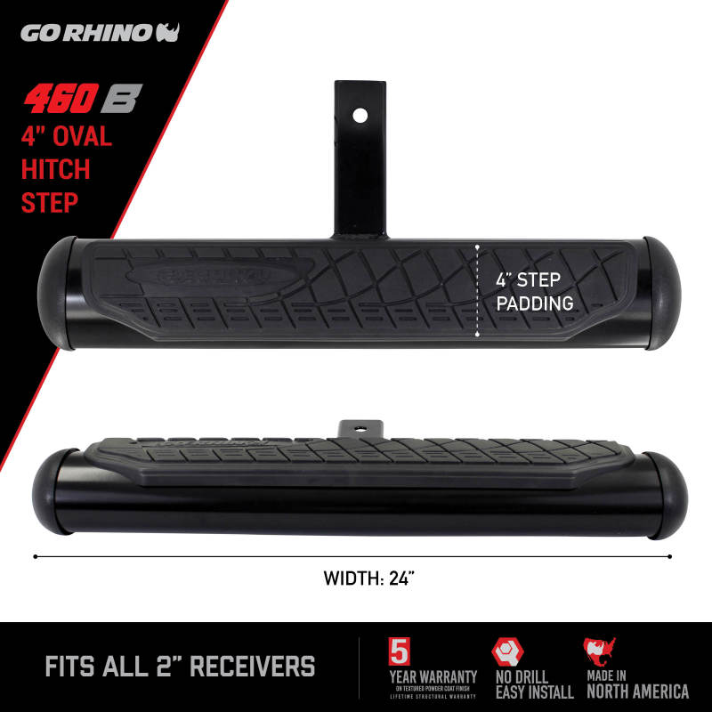 Go Rhino Hitch Accessories Go Rhino 4in Oval Hitch Step - Black