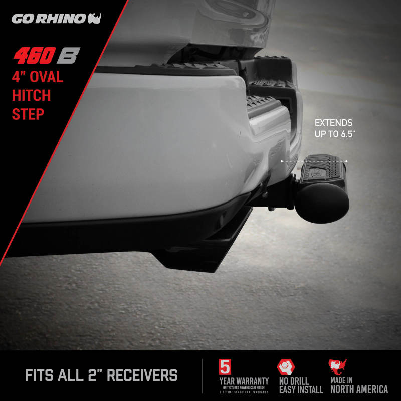 Go Rhino Hitch Accessories Go Rhino 4in Oval Hitch Step - Black