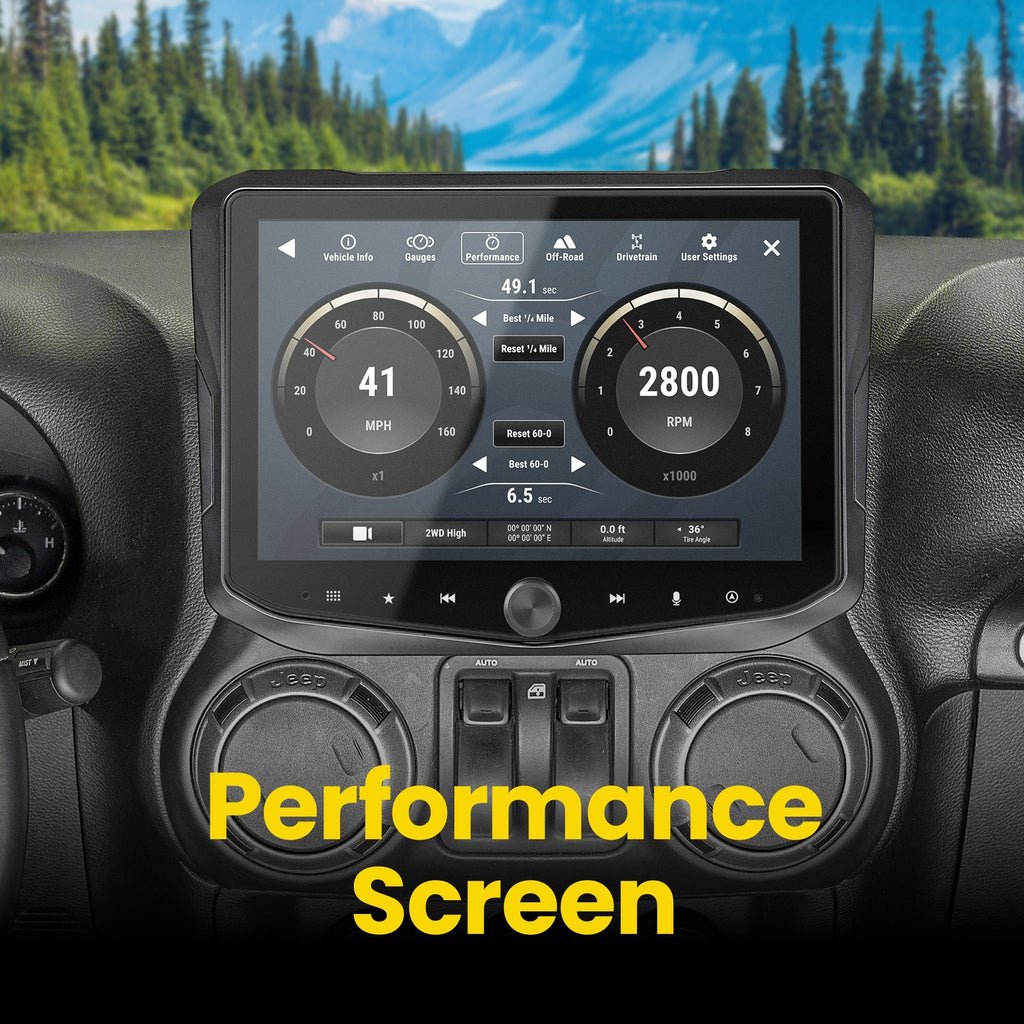 HORIZON10 Jeep Wrangler JK (2011-2018) 10" Radio Fully Integrated Kit | Displays Vehicle Information and Off-Road Mode