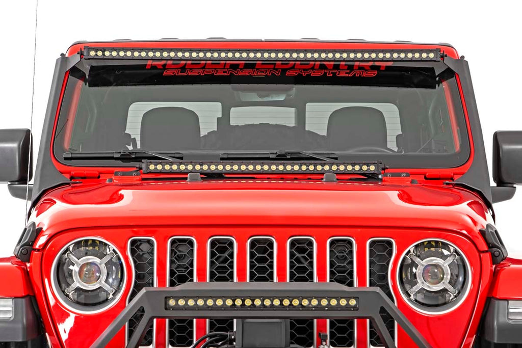 LED Light Kit | Windshield | 50" BLK Dual Row | Amber DRL | Jeep Gladiator JT/Wrangler JL (18-26)