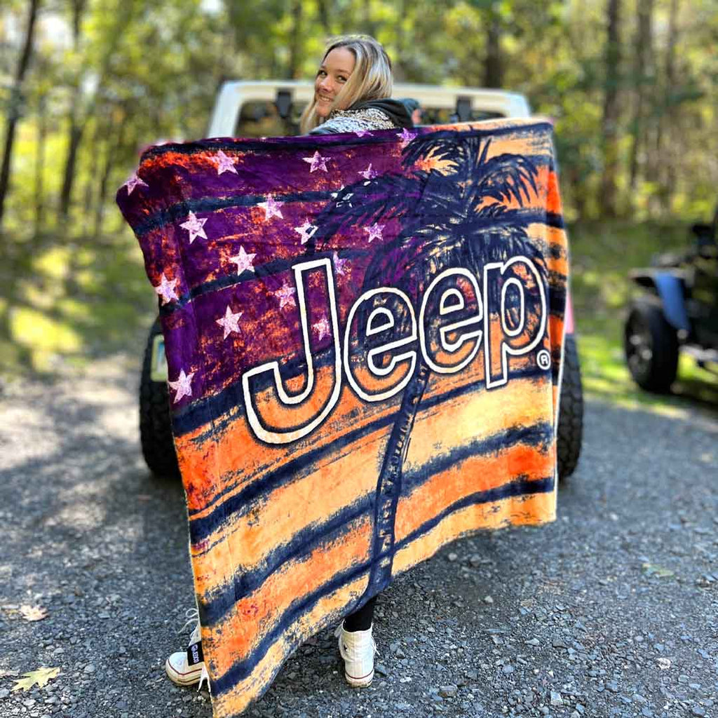 JEDCo Sherpa Throw Blanket Jeep - American Sun Sherpa Throw Blanket