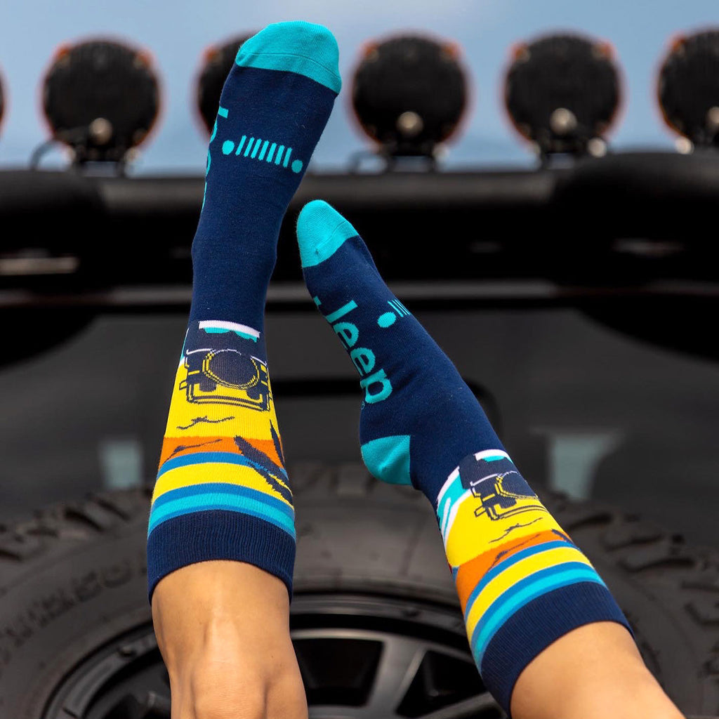 JEDCo Socks Blue Jeep - Beach Sunset Dress Socks