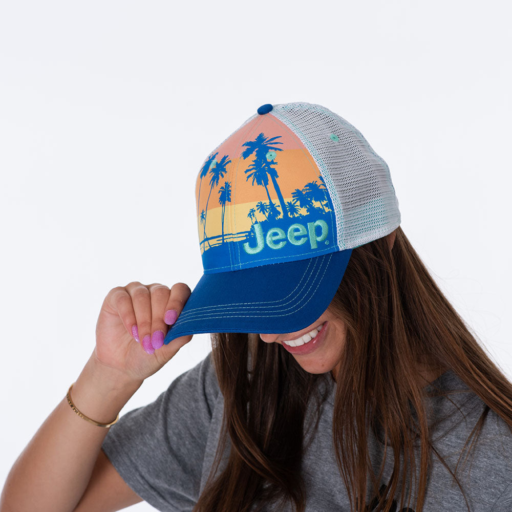 JEDCo Hat Royal Blue Jeep - Beach Sunset Hat