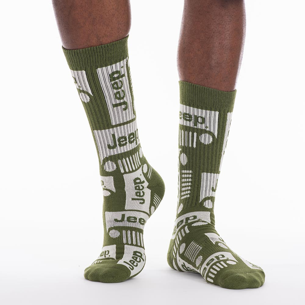 JEDCo Socks Green Jeep - Grille Crew Socks