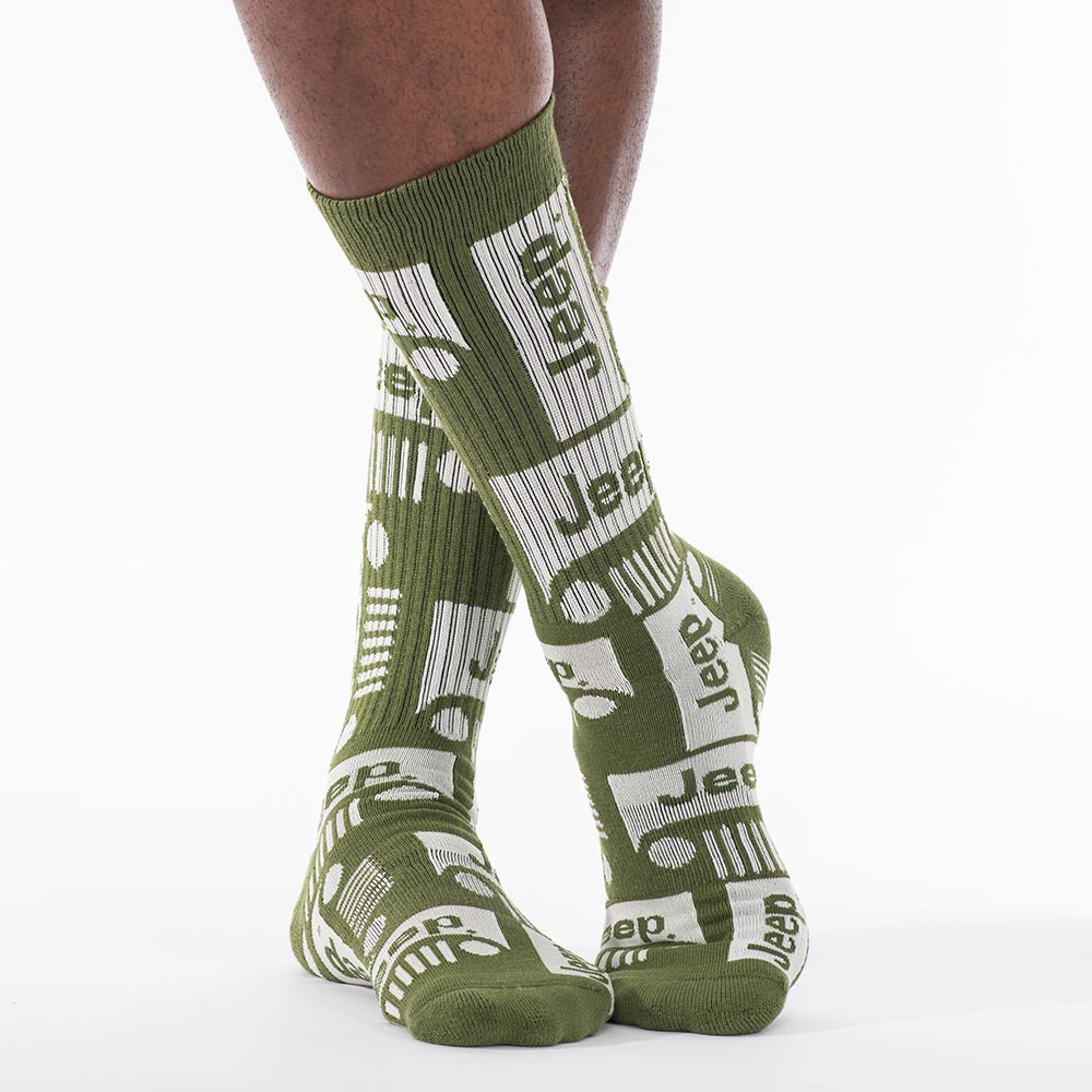 JEDCo Socks Green Jeep - Grille Crew Socks