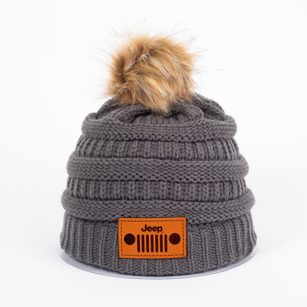 JEDCo Hat Charcoal / One Size Fits Most Jeep - Grille Pom Beanie