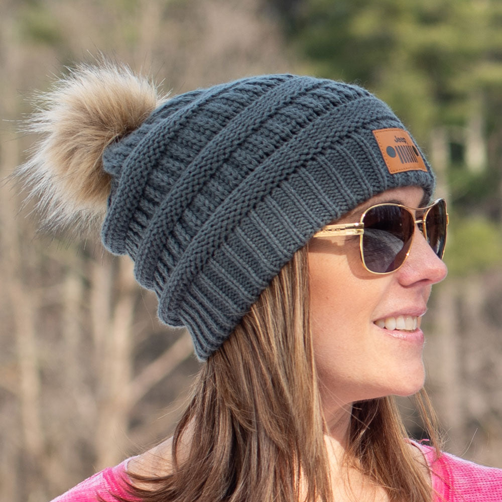 JEDCo Hat Charcoal / One Size Fits Most Jeep - Grille Pom Beanie