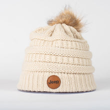Load image into Gallery viewer, JEDCo Hat Ivory / One Size Fits Most Jeep - Logo Pom Beanie in Ivory