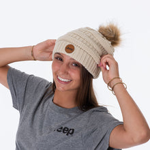 Load image into Gallery viewer, JEDCo Hat Ivory / One Size Fits Most Jeep - Logo Pom Beanie in Ivory