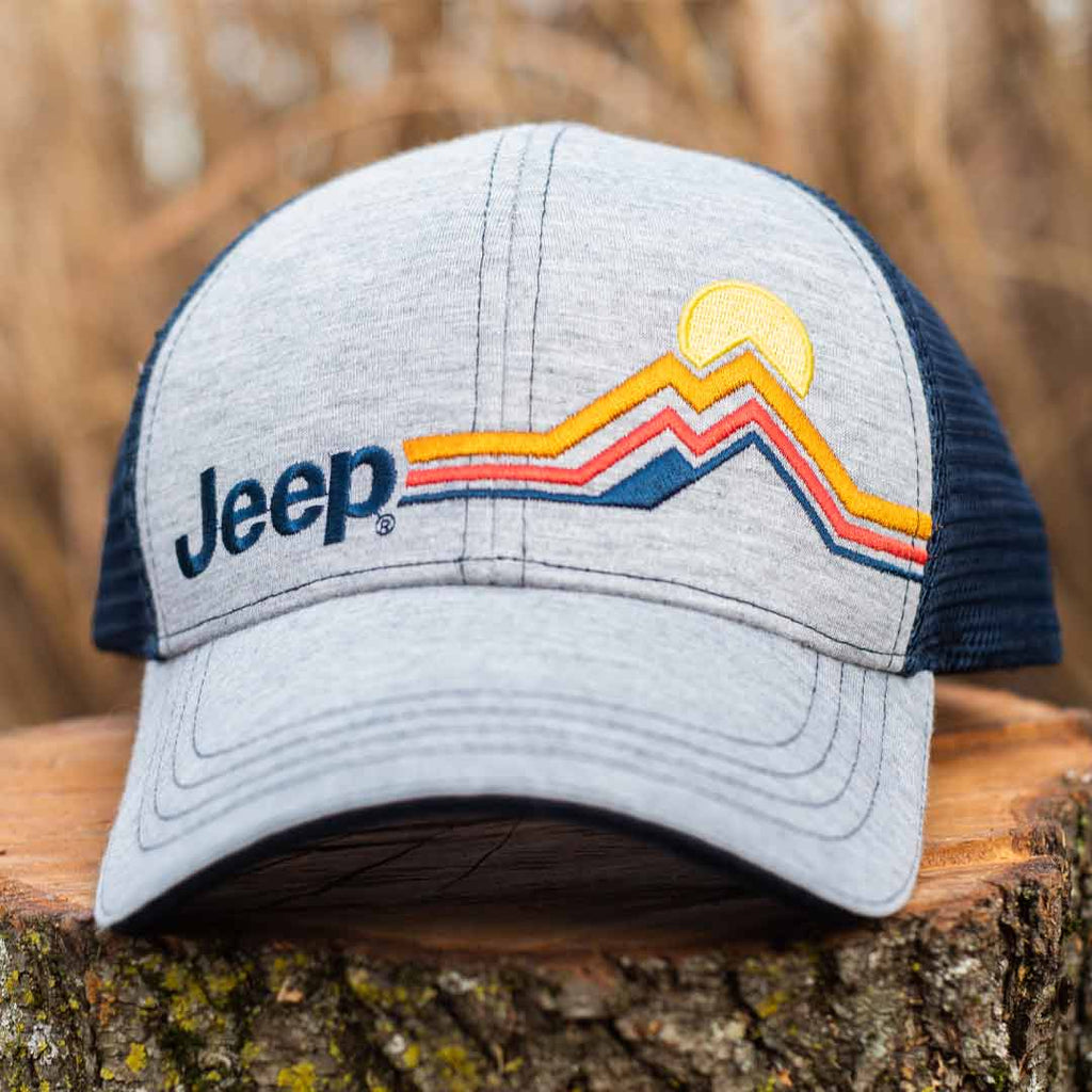 JEDCo Hat Heather Grey Fabric Jeep - Mountain Stripe Hat