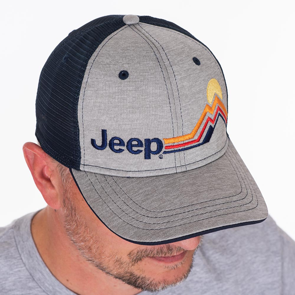 JEDCo Hat Heather Grey Fabric Jeep - Mountain Stripe Hat
