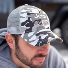 Load image into Gallery viewer, JEDCo Hat White Jeep - Snow Camo Hat