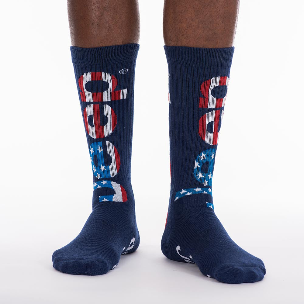 JEDCo Socks Blue Jeep - USA Flag Crew Socks