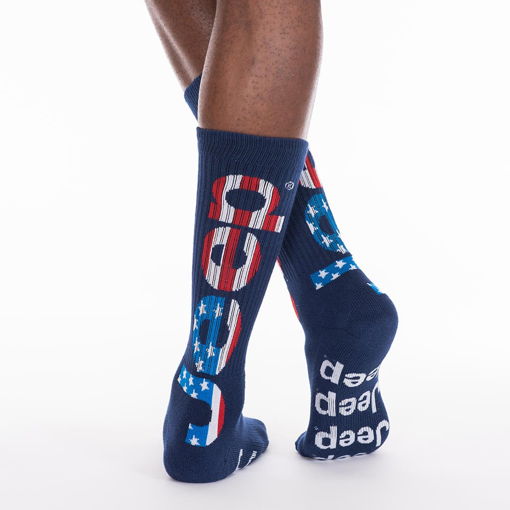 JEDCo Socks Blue Jeep - USA Flag Crew Socks