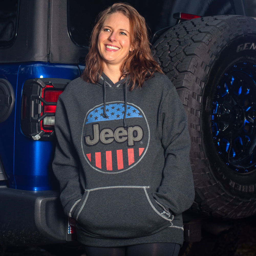 JEDCo Hoodie Sweatshirt Jeep - USA Oval Flag Accent Hoodie