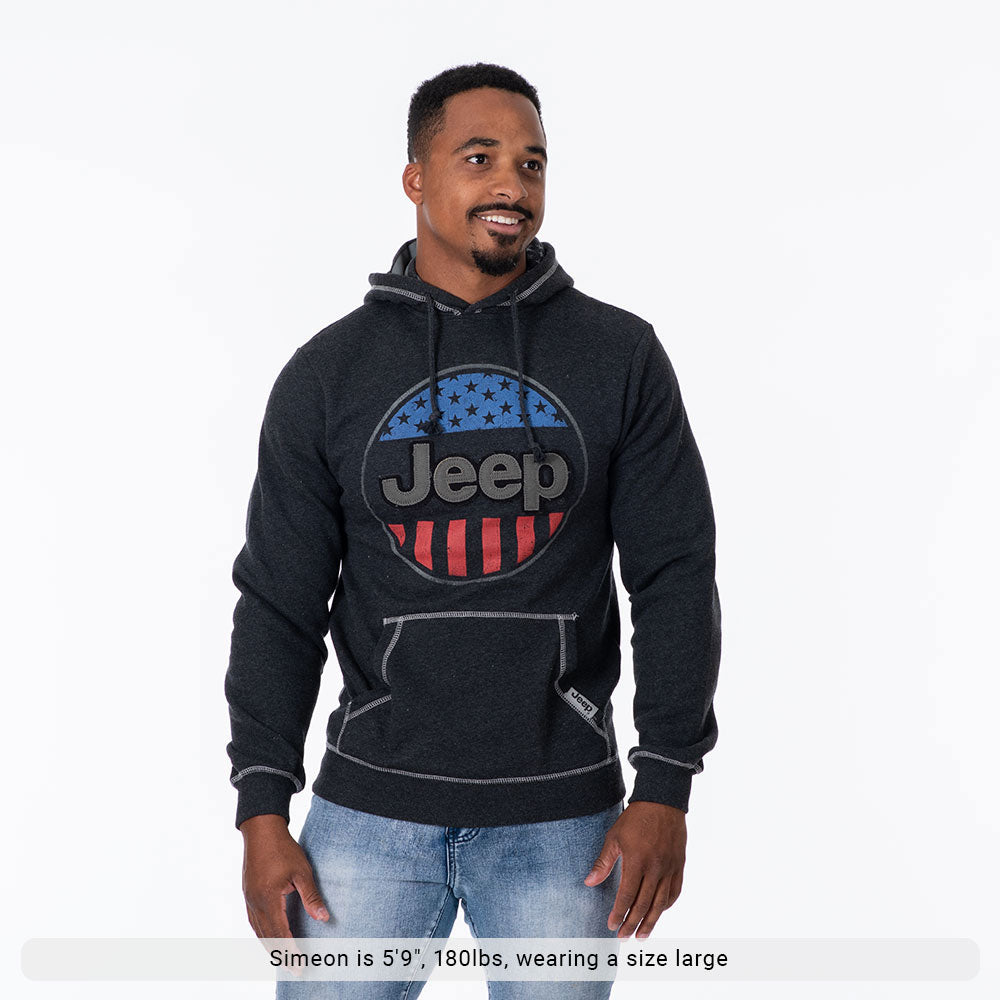 JEDCo Hoodie Sweatshirt Jeep - USA Oval Flag Accent Hoodie