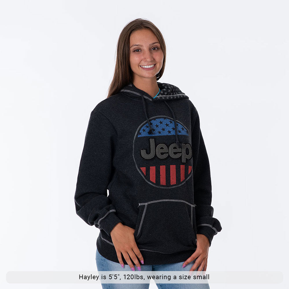 JEDCo Hoodie Sweatshirt Jeep - USA Oval Flag Accent Hoodie