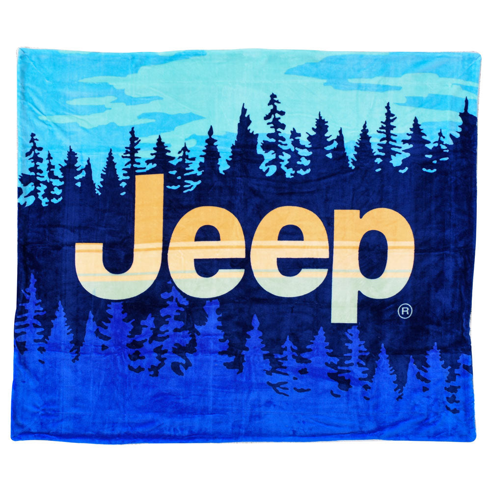 JEDCo Sherpa Throw Blanket Jeep - Woodland Sherpa Throw Blanket