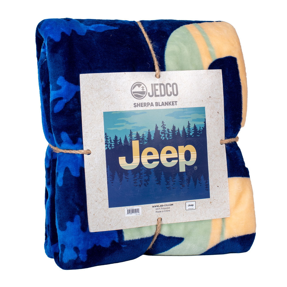 JEDCo Sherpa Throw Blanket Jeep - Woodland Sherpa Throw Blanket