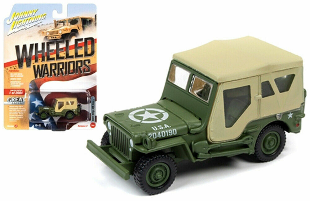 Johnny Lightning Diecast Model Johnny Lightning 1:64 Wheeled Warriors Release 2 Version A - WWII Willys MB Jeep (Limited Edition 1 of 2004)